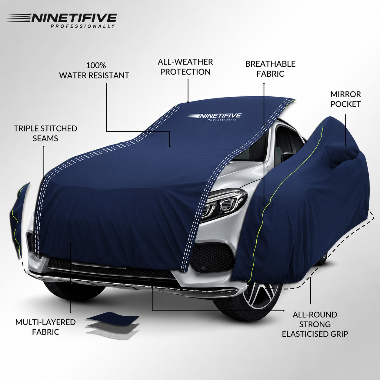 NINETIFIVE Car Cover — All Weather Protection | Scratch & UV Proof